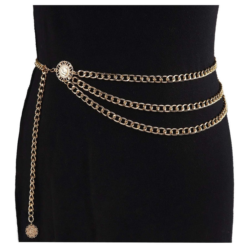 Suyi Gold Chain Belts for Women Waist Chain Belt Multilayer Body Belly Chain Plus Size 130CM Gold - Image 4